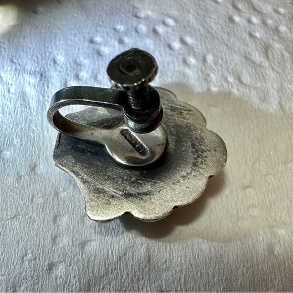 Vintage Sterling Silver Sea Shell Screw Back Earrings Signed Mexico - Picture 5 of 7